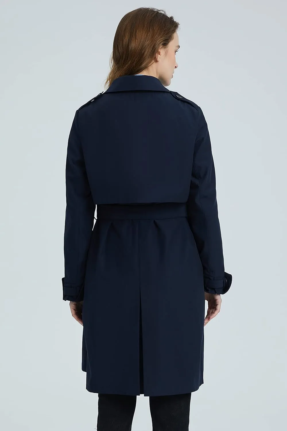 Orolay Women's Classic Trench Coat 3/4 Length Double-Breasted with Removable Vest