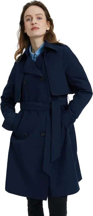 Orolay Women's Classic Trench Coat 3/4 Length Double-Breasted with Removable Vest