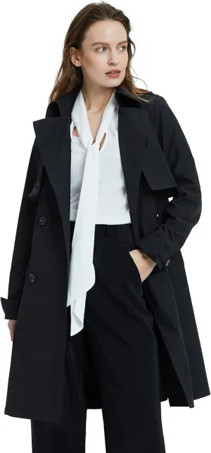 Orolay Women's Classic Trench Coat 3/4 Length Double-Breasted with Removable Vest