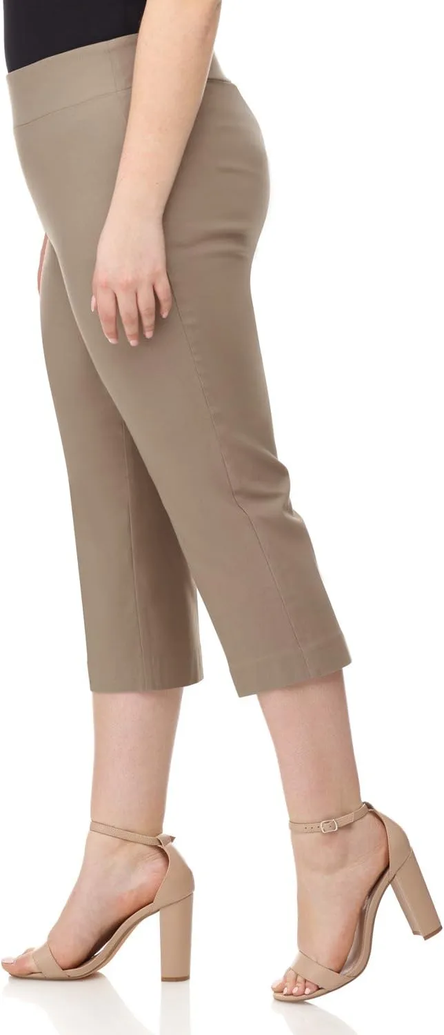 Rekucci Curvy Woman Plus Size Classic Pull-On Stretchy Straight Leg Capri