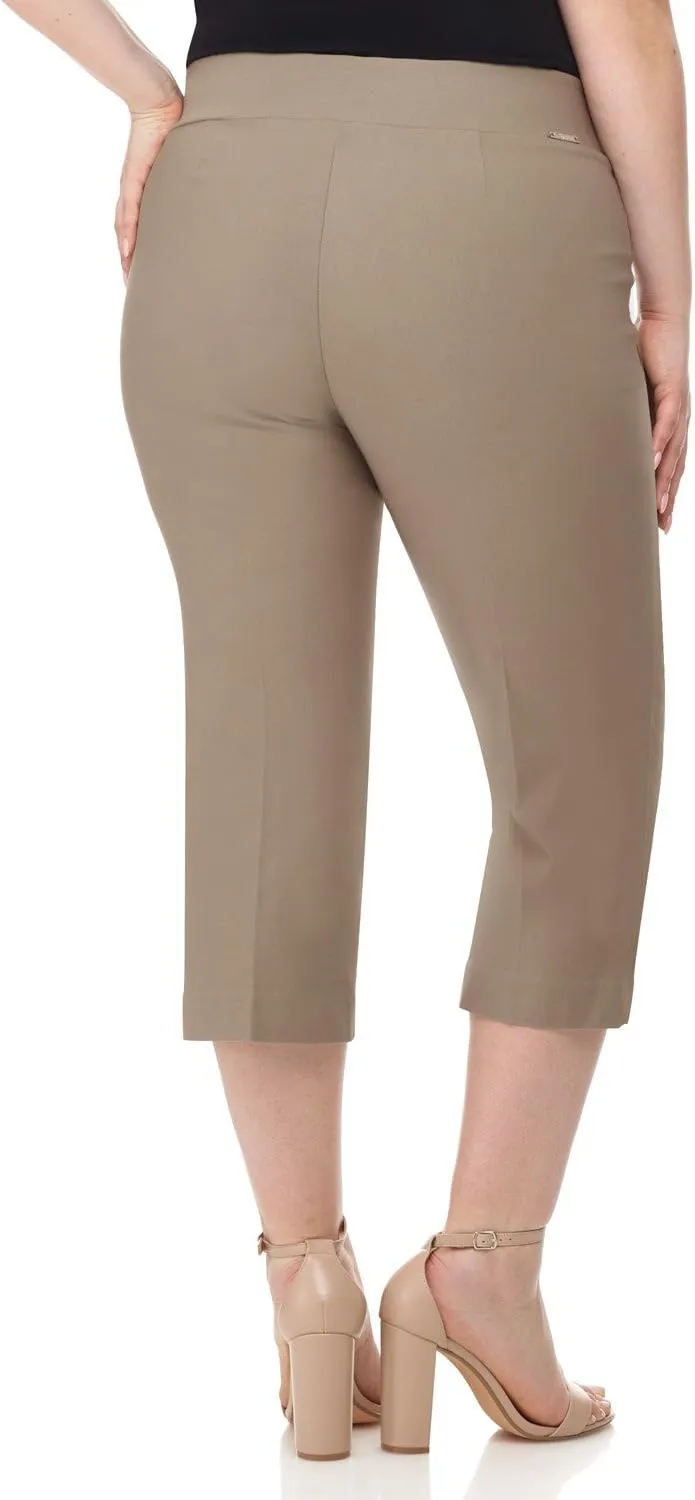 Rekucci Curvy Woman Plus Size Classic Pull-On Stretchy Straight Leg Capri