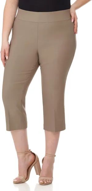 Rekucci Curvy Woman Plus Size Classic Pull-On Stretchy Straight Leg Capri