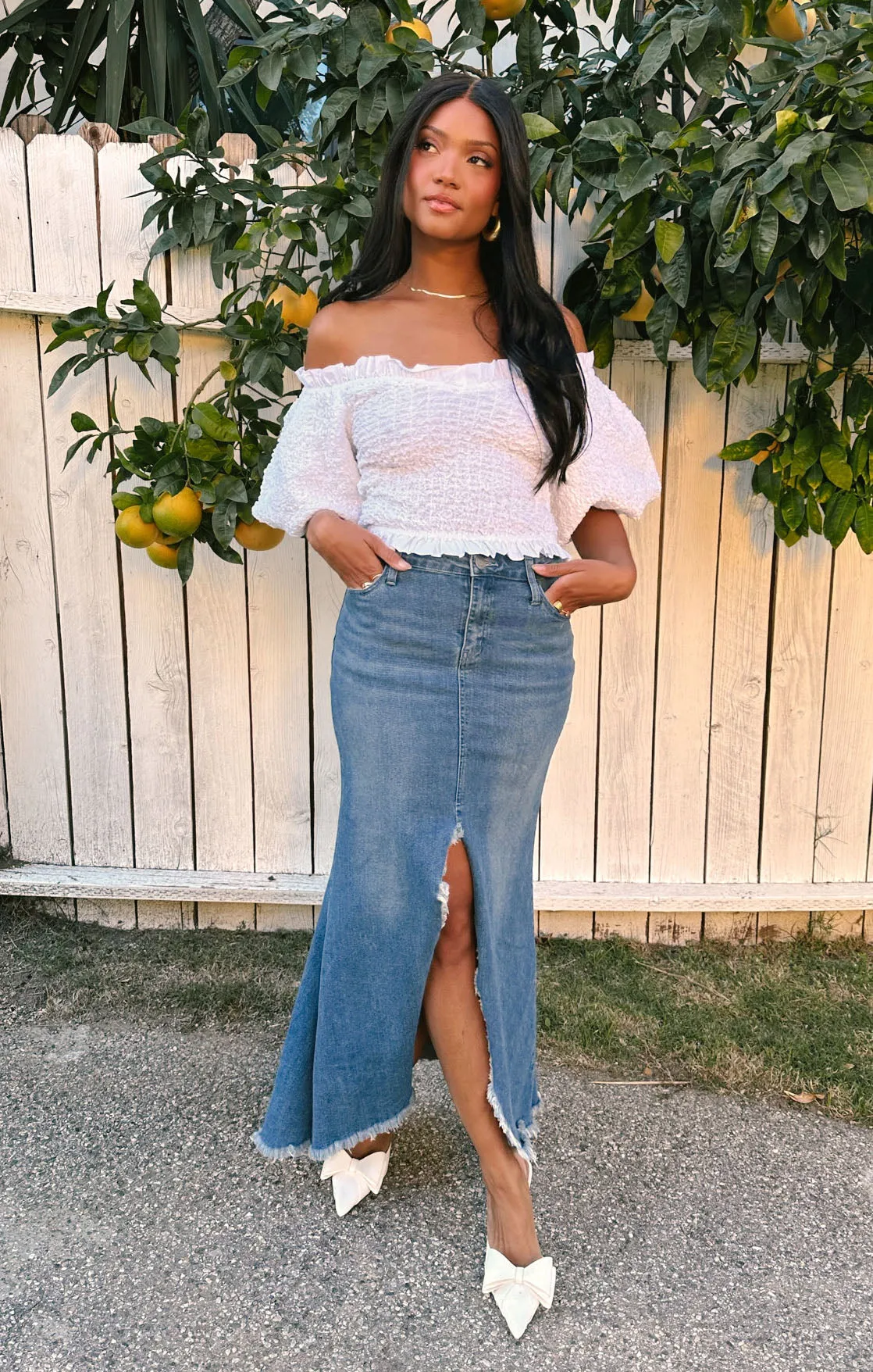 Rom Com Top ~ White Texture Stretch