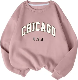SHENHE Women's Graphic Letter Print Sweatshirt Long Sleeve Pullover Thermal Top