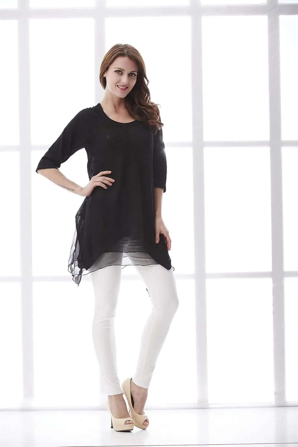 SIMPLY COUTURE Women's Sparkle Dressy Pullover Knit Sweater Sequin Tops (Available in Plus Size)