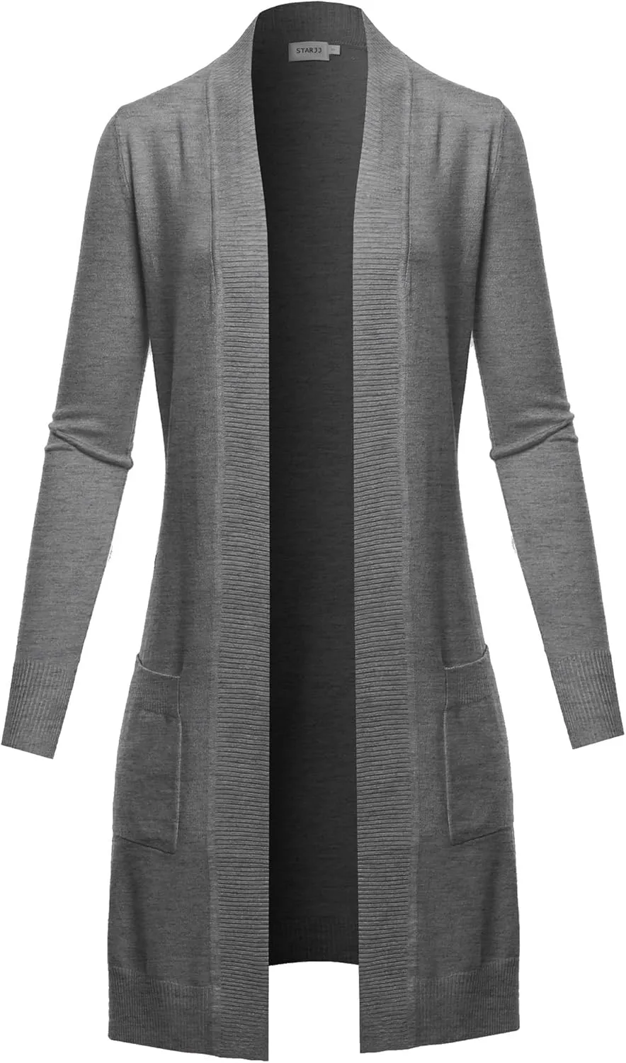 STARJJ Womens Soft Stetchy Knit Longline Open Front Sweater Cardigan with Pockets (S-3X)