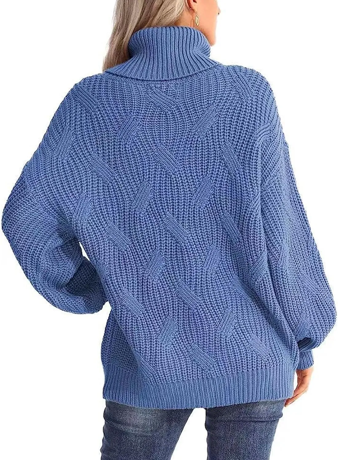 Sweaters Turtleneck for Women, Soft Warm Loose Chunky Knit Jumper, Solid Color Oversized Sweater Slouchy Blouses