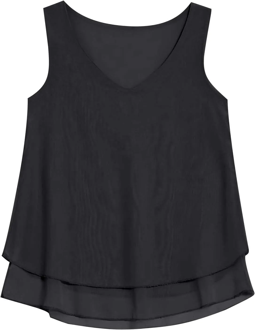 Tank Tops for Women 2025 Loose Sleeveless V Neck Solid Color Chiffon Tank Top Double Layers Casual Summer Blouses
