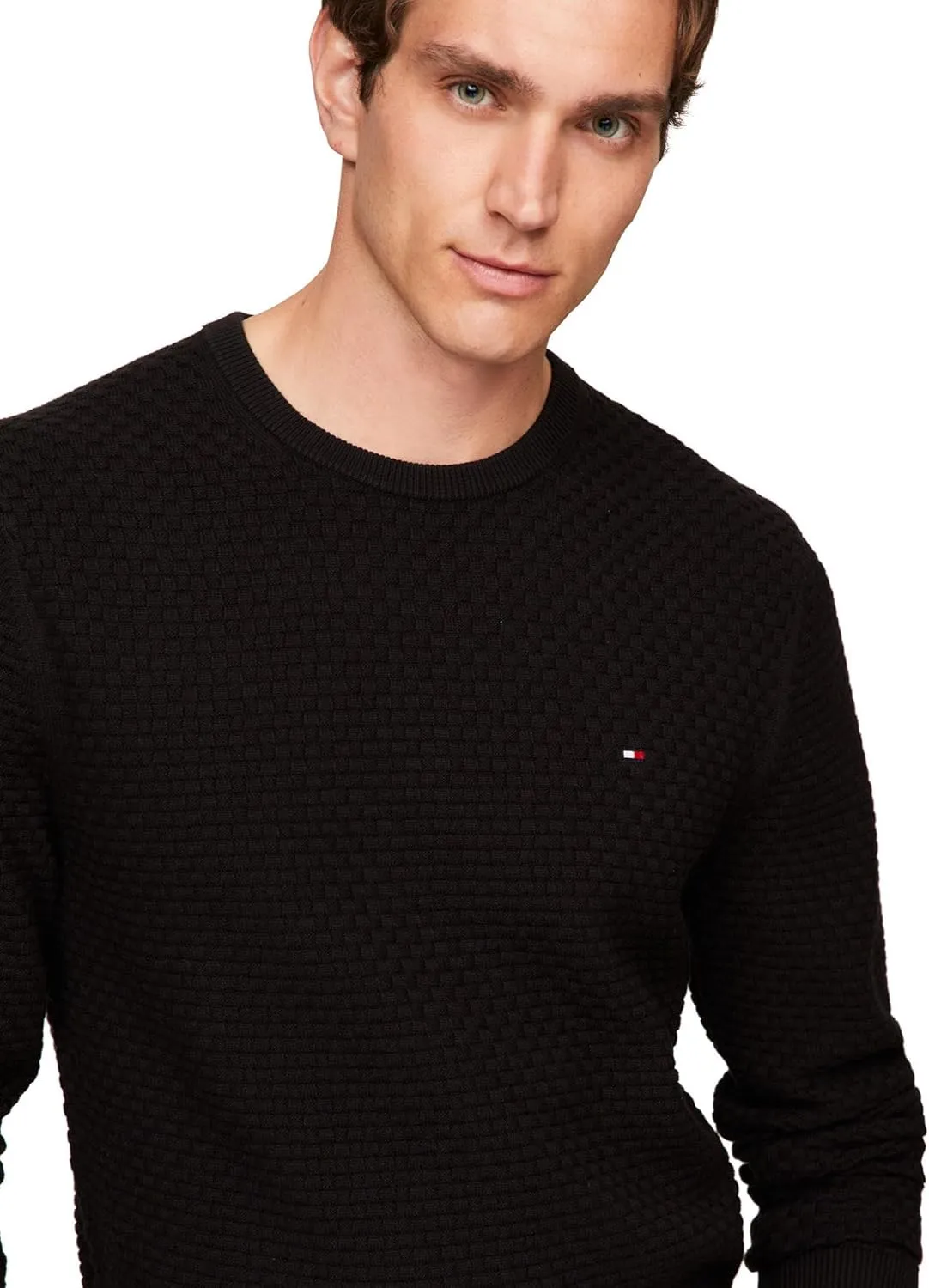 Tommy Hilfiger Men's Textured Waffle Knit Crewneck Sweater Lightweight Pullover, Available in Big & Tall