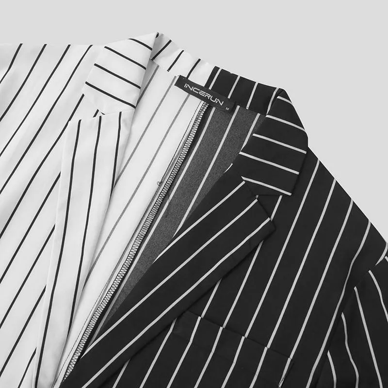 Vertical Lines Black White Fashion Blazer