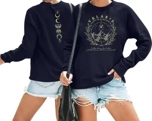 VILOVE Acotar Velaris Sweatshirt Women City Of Starlight Pullover Vintage Stars Graphic Shirt Causal Long Sleeve Hoodie