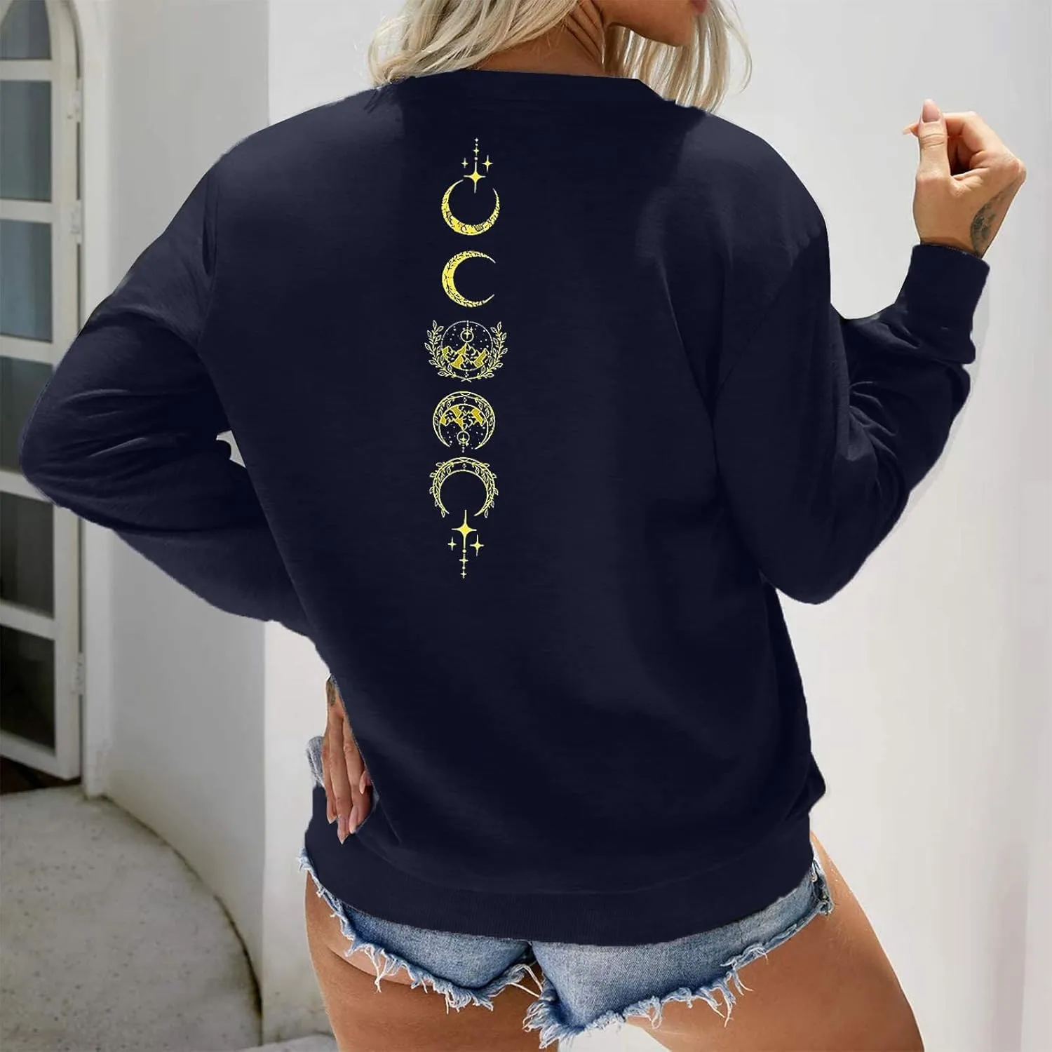 VILOVE Acotar Velaris Sweatshirt Women City Of Starlight Pullover Vintage Stars Graphic Shirt Causal Long Sleeve Hoodie