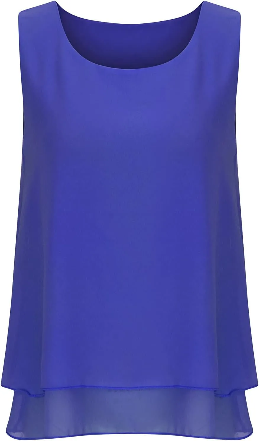 Women Tank Tops Dressy Sleeveless Solid Color Double Layers Chiffon Camisole Casual Summer Vacation Loose Casual Top