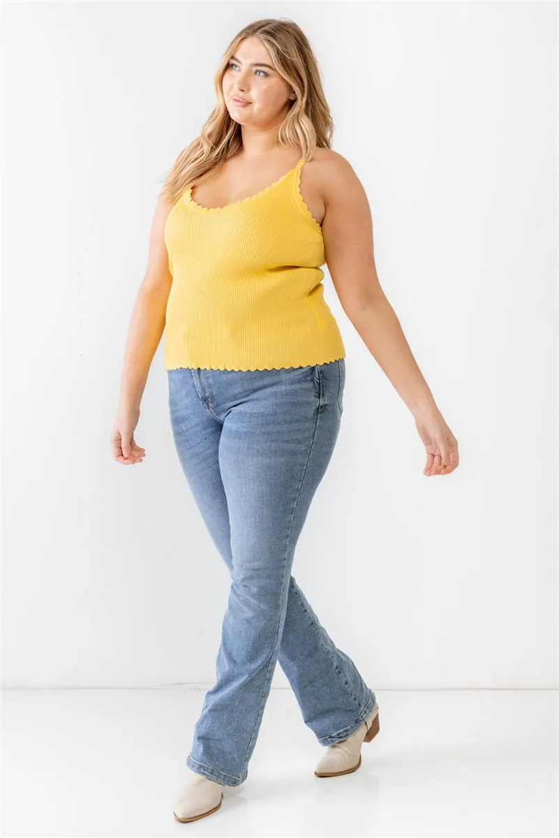 Women's Plus Ribbed Ruffle Tank Top