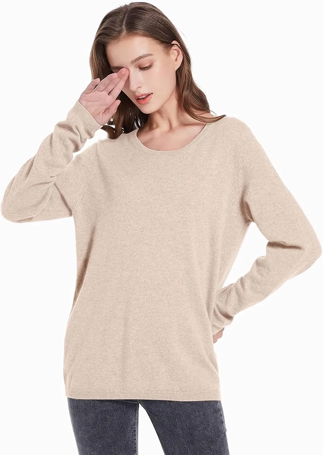 ZOEZOE Women Cashmere Sweater Womens Long Sleeve Round Neck Pullover 100% Pure Cashmere Knitted Sweaters